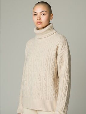 Babaton Cream Cable Turtleneck Sweater S